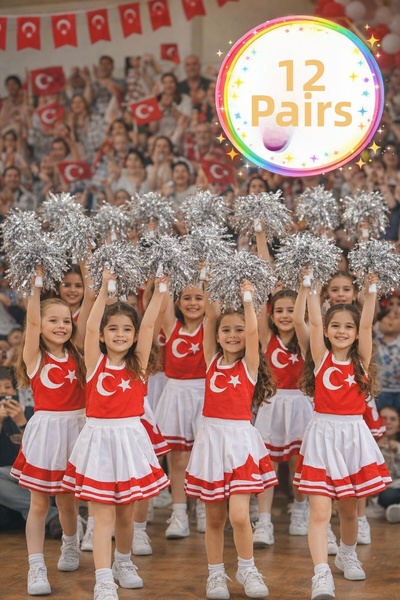 TOYFEST Ponpon Metallic Shiny Silver Cheerleading Pompoms with Sticks Durable...