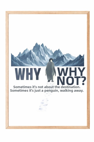 Postifull Poster înrămat cu pinguin nihilist, tablou înrămat din lemn, pictur...