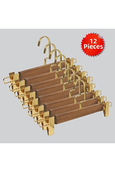 NYN Wooden 8131 (Golg Kanca Lama) Skirt and Trouser Hangers with Latches, 12 ...