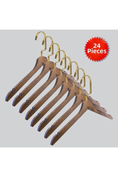 NYN Wooden Gold Llama Hangers (Blouse, Dress, T-Shirt) Hangers 24 Pieces