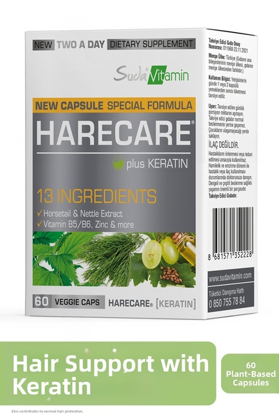 Suda Vitamin Harecare Hair Vitamin Keratin+L-Arginine+Vitamin B5,B6,B7,B9+Zin...