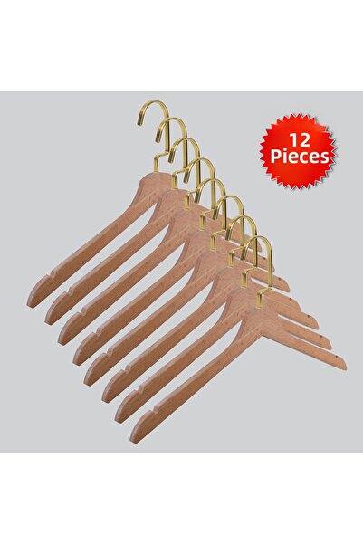 NYN Wooden Gold Llama Hangers (Blouse, Dress, T-Shirt) Hangers 12 Pieces