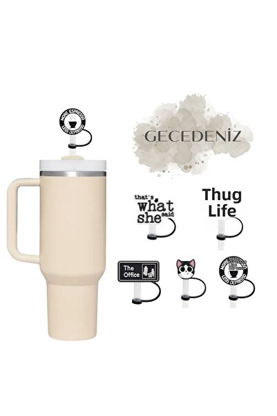 GECEDENİZ Thermos Compatible Straw Stopper Black More Espresso Coffee
