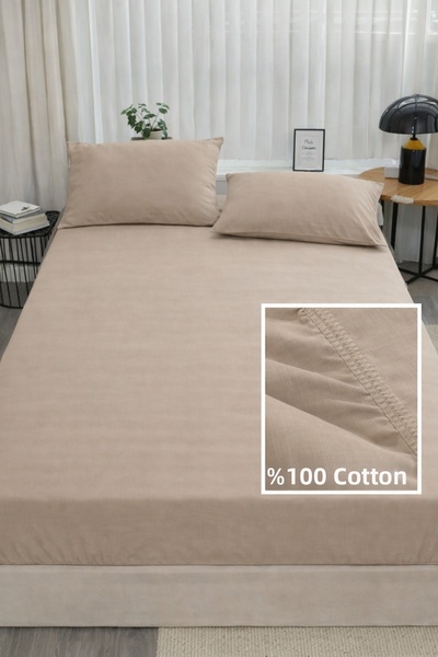 NazeninHome Ranforce 100% Cotton Elastic Fitted Sheet Set |   Pillowcase Incl...