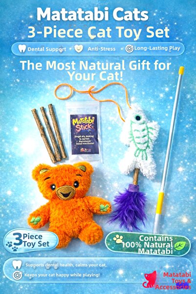 MATATABİ CATS حزمة خاصة للقطط (صنارة صيد للقطط، لعبة للقطط، عصا ماتاتابي)