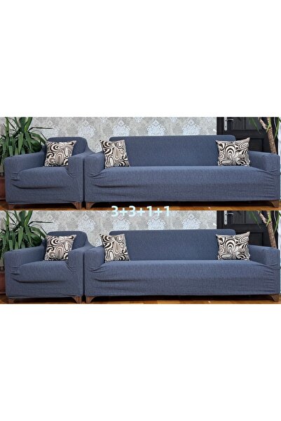 Hazineci Bey طقم غطاء أريكة جاكار مطاطي أنثراسايت |   غطاء أريكة 3+3+1+1 | غط...