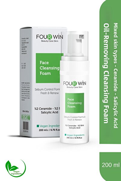 Four Win رغوة تنظيف الوجه من نوع البشرة المختلطة (2% سيراميد - 2% Bha - حمض ا...