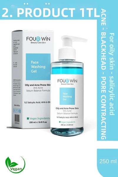 Four Win Anti Acne, Sebum Control Face Wash Gel for Oily Skin (2% SALICYLIC A...