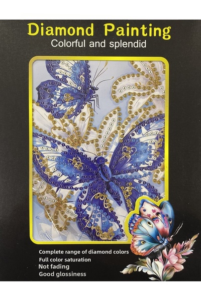 EleganTShoP 5D Beads Stick-on Goblen Mozaic Tablo Pano 15*20 cm Fluture Albastru