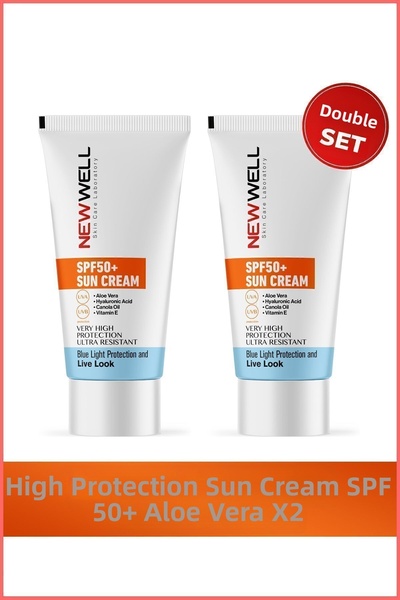 New Well Cremă solară cu protecție ridicată - 2 bucăți SPF 50+ (Aloe Vera)