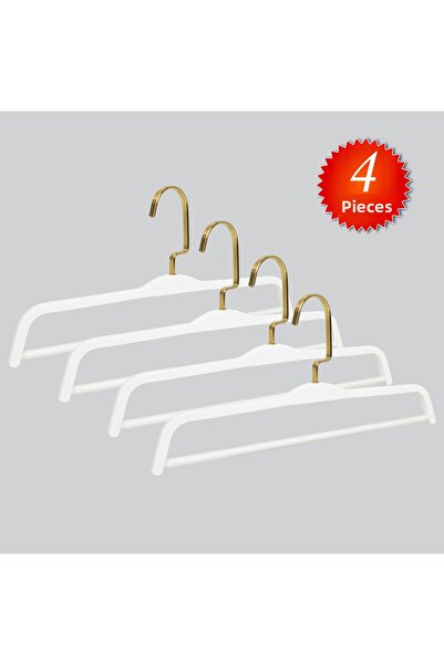 NYN شماعة بنطلون خشبية (خطاف ذهبي) 8176 مع قضبان ملونة 4 قطع