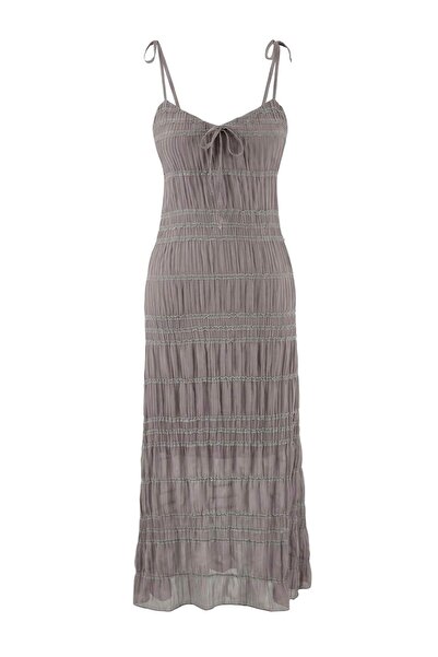 Trendyol Collection Brown Woven Tie-Detail Beach Dress Tbess26El00012