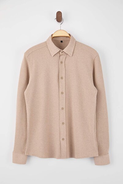 Trendyol Collection Stone Regular Fit Waffle Textured Transitional Men's Shir...