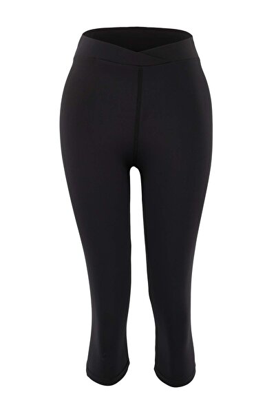 Trendyol Collection Black Capri Length Brushed Soft Fabric Double Breasted Wa...