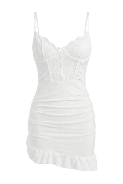 Trendyol Collection Λευκό καλσόν με κορδόνια με κορδόνια Babydoll/Φανταχτερό ...