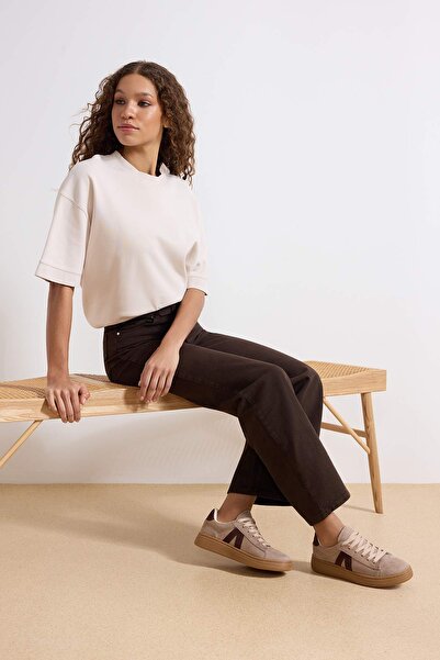 TRENDYOL SHOES Dunkelbeige Blockfarben Retro Damen Sneaker TAKSS26SN00006