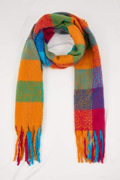 Trendyol Collection Eșarfă multicoloră din material subțire pentru femei TWOA...