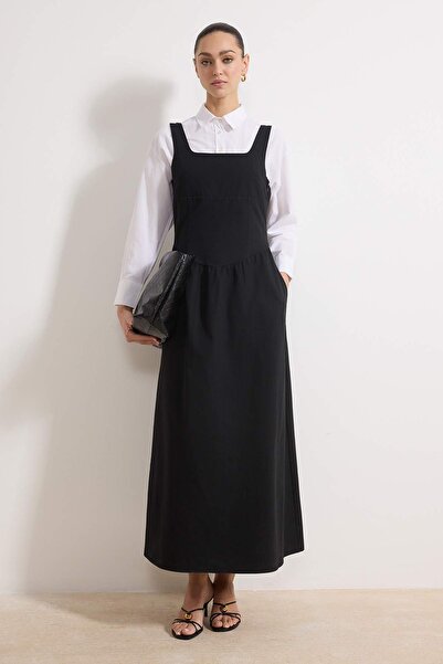 Trendyol Modest Black Gabardine Gilet Woven Dress Tctss26Eb00036