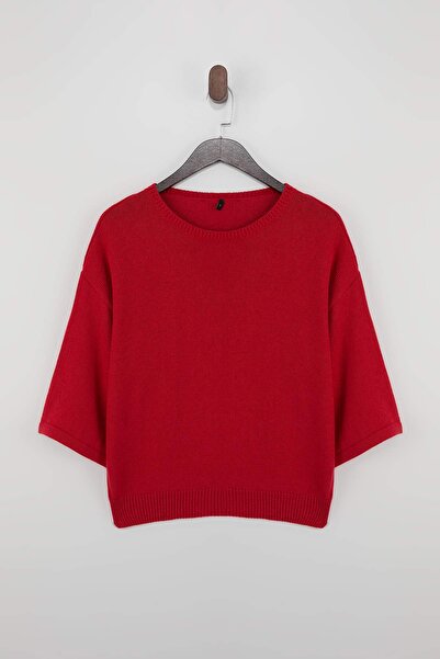 Trendyol Collection Bluză tricotată roșie guler rotund TWOSS26BZ00136