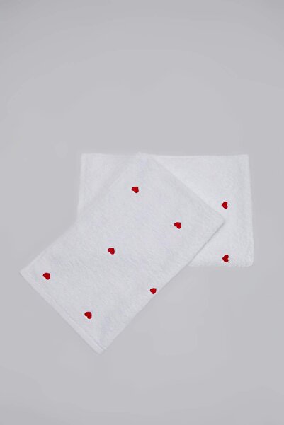 TRENDYOLMİLLA HOME Πετσέτα προσώπου με σχέδιο καρδιάς 2 συσκευασιών TPHSS26HV...