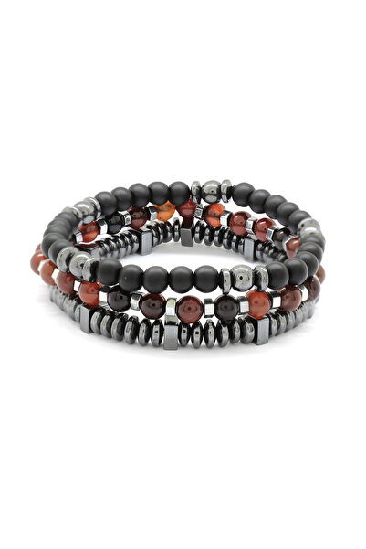 Tesbihane سوار من الحجر الطبيعي مصنوع من الأحجار الكريمة الحمراء المقطوعة على...