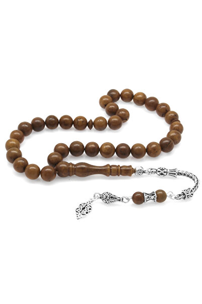 Tesbihane 925 Ayar Gümüş Püsküllü Açık Renk Küre Kesim Kuka Tesbih