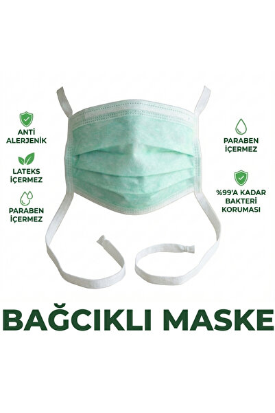 Fourend Bağcıklı Yeşil Maske 50'li