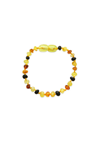 Tesbihane Oval Form Çok Renkli Orjinal Damla Kehribar Çocuk Bileklik