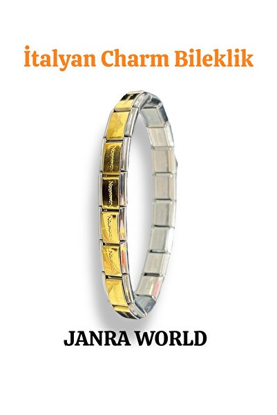 JANRA WORLD سوار إيطالي ساحر – ستانلس ستيل، يناسب أي معصم (موديل سميك ذهبي + ...
