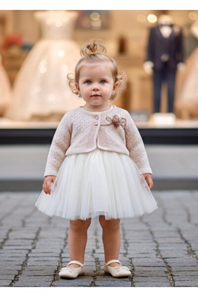 miaras baby Girl's Knitted Tulle Dress