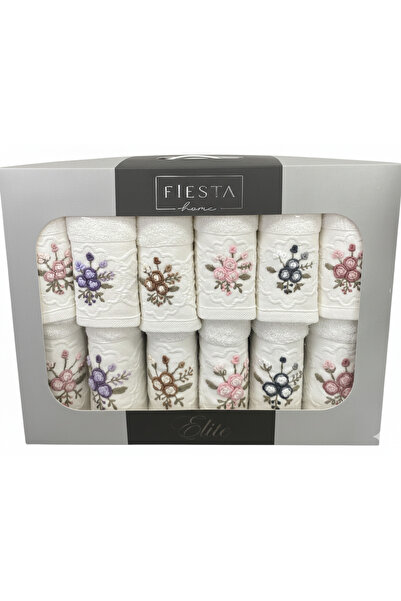 Fiesta Tekstil Handcrafted Embroidered Jasmine 12 Piece Towel Set with Mother...