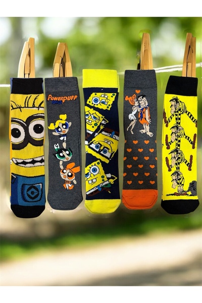 AL Bİ 90LIK PACK DE 5 ȘOSETE BUMBAC COLORATE STRIPES FILM HEROES