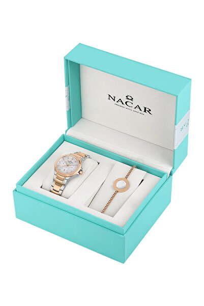 Nacar Sapphire Glass Silver - Rose Women's Watch Nc28-392322-Esm-Set