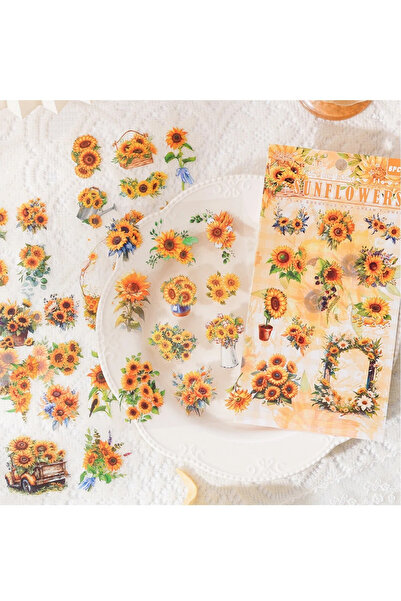 Kolbi Craft 6 أوراق 64 قطعة من ملصقات دفتر اليوميات الشفافة على شكل زهرة الشم...