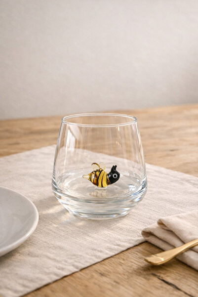 ADAMODART كوب ماء زجاجي على شكل نحلة العسل