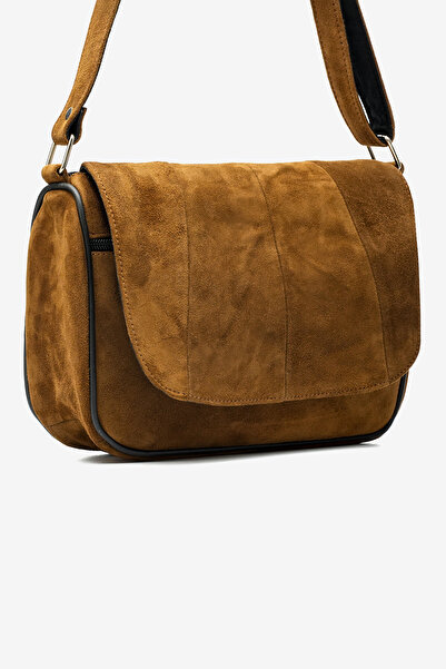 fubileather حقيبة كتف بغطاء من الجلد السويدي الأصلي