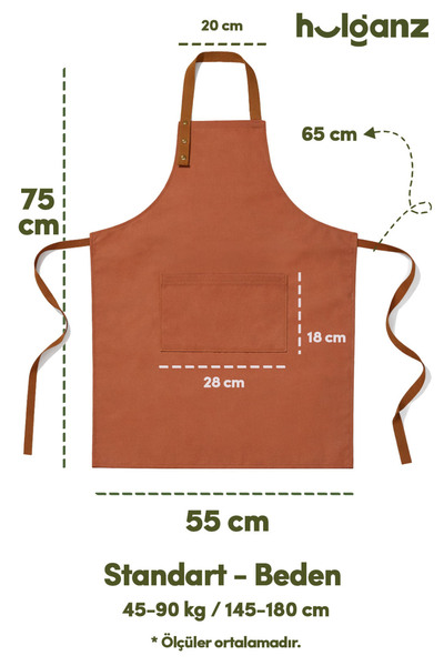 Hulganz Kitchen Apron Stain Resistant Water Repellent Fabric Snap Fastener Neck Strap Terracotta / Orange Apron
