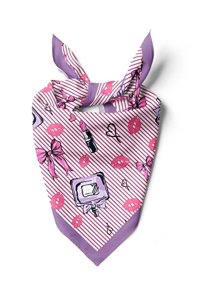 Modabutik V21 Kadın Aşk Desenli Bandana 50x50 Pembe DG0444-22