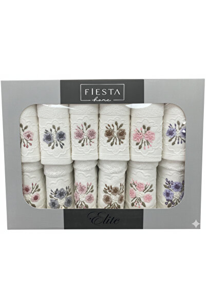 Fiesta Tekstil Handcrafted Embroidered Helin 12 Piece Towel Set with Mother a...