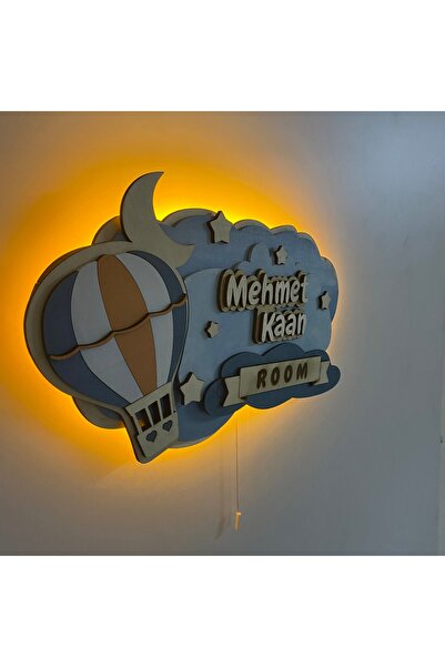MK Design İsme özel Işıklı Bebek ve Çocuk Odası Ahşap Harf Kapı süsü İsimlik ...