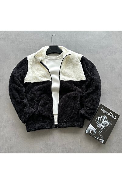 tetramoda Jachetă pentru bărbați, din pluș, cu guler înalt