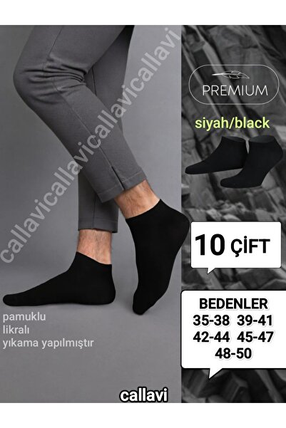 CALLAVI Černé botičky česané bavlněné ponožky 10 párů
