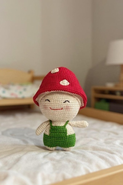 Ellayda El Yapımı Örgü Mantar Amigurumi Bebek Oyuncağı