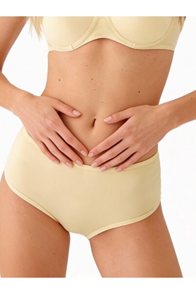 Boubon Co Chiloți crem pentru femei din bumbac pieptănat și lycra cu talie în...