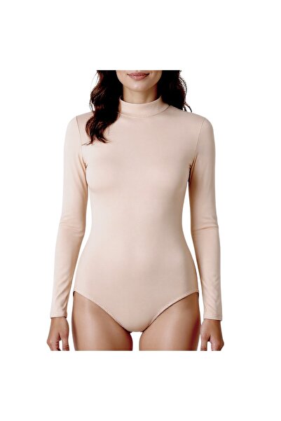 LUAN Women's long-sleeved bodysuit, Thong panties, Beige