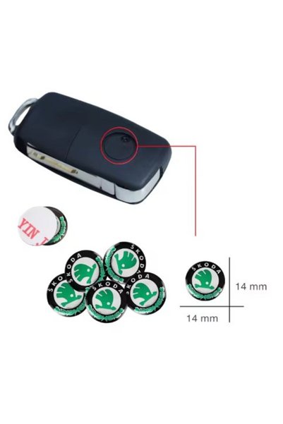 STİLİX GARAGE Skoda Key Logo Emblem Remote Logo Diameter 1.4 cm 14 mm 2 Pcs