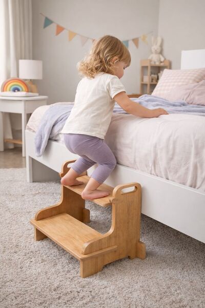 Funny Life 2 Basamaklı Demonte Ikae Model Ahşap Basamaklı Tabure Mutfak Banyo...