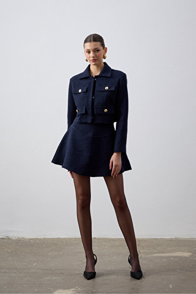 LAULEİ Fusta mini din tweed bleumarin