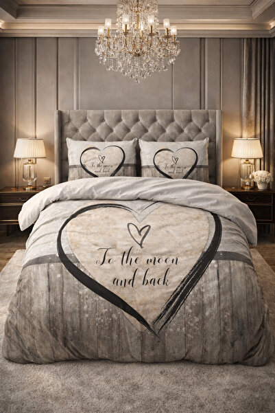 Sleeptime Lenjerie de pat dublu, microfibra, 3 piese, 200x200/220 cm – Love To The Moon And Back