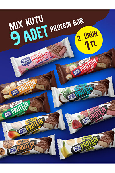 TrioMove بروتين بار، عبوة مكونة من 9 قطع، 50 جرام. إكس 9 قطع تريو موف